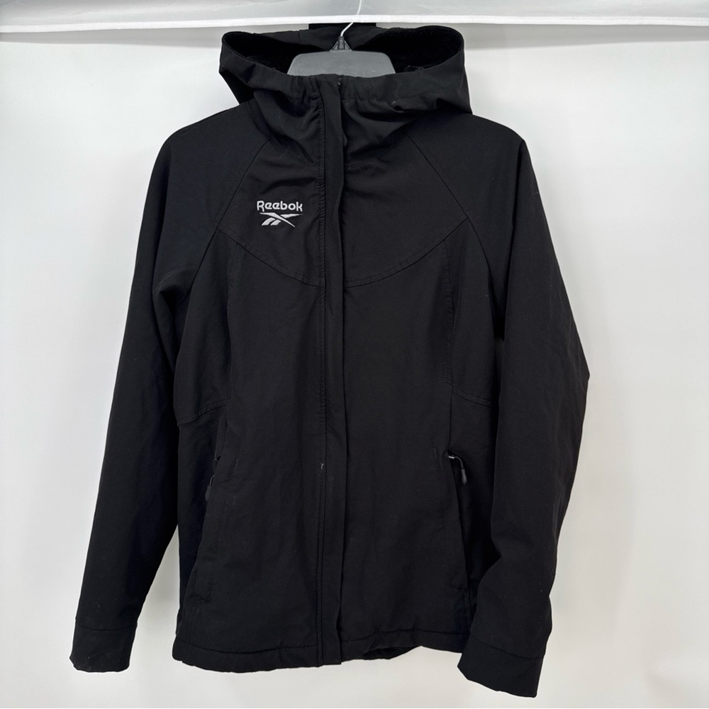 Reebok Jacket Womens S Black Fleece Lined Outdoor Weather Resistant Hooded
